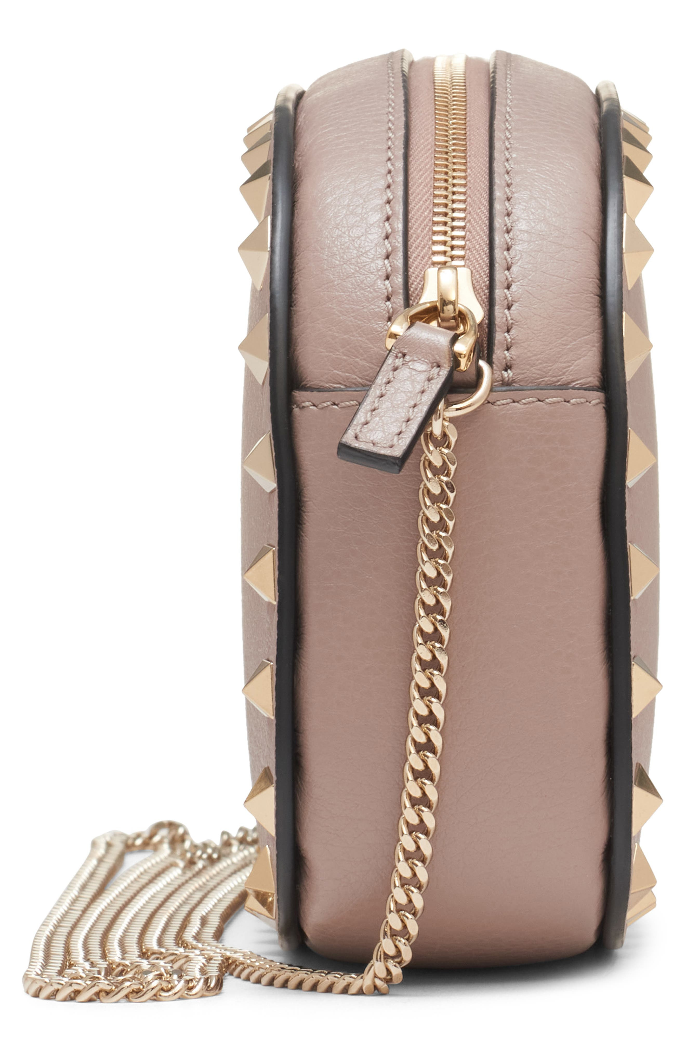 Valentino Garavani Mini Rockstud Leather Crossbody Bag in Poudre at Nordstrom - 5