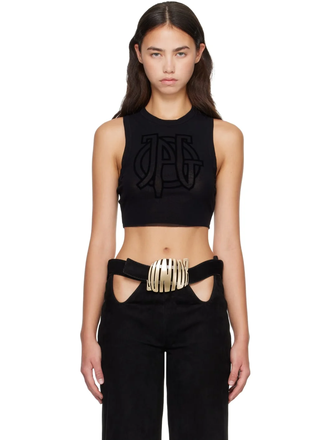 Black 'The JPG Crop' Tank Top - 1