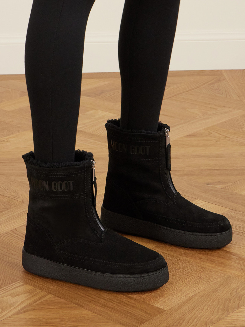 MOON BOOT Lara Suede And Shearling Ankle Boots outlook