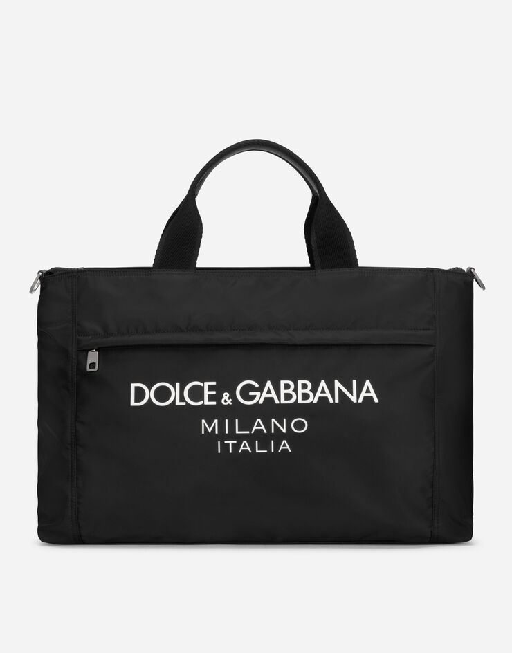 Nylon holdall with rubberized logo - 1