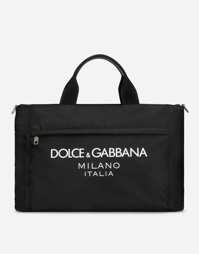 Nylon holdall with rubberized logo - 1