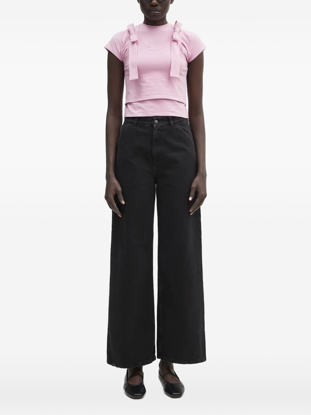 bow-detail short-sleeve top - 2