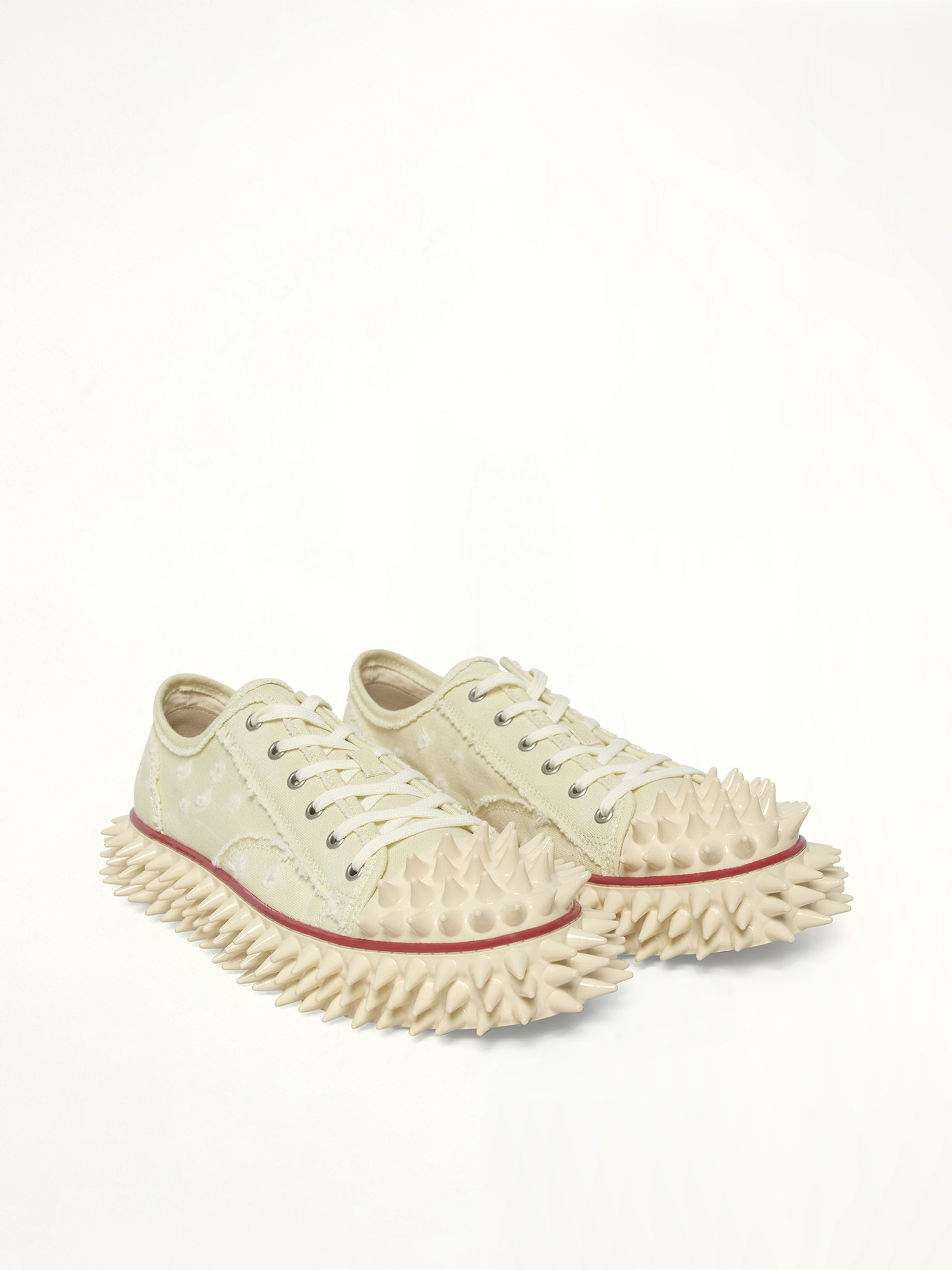 Spiky Canvas Sneaker in Ivory - 2