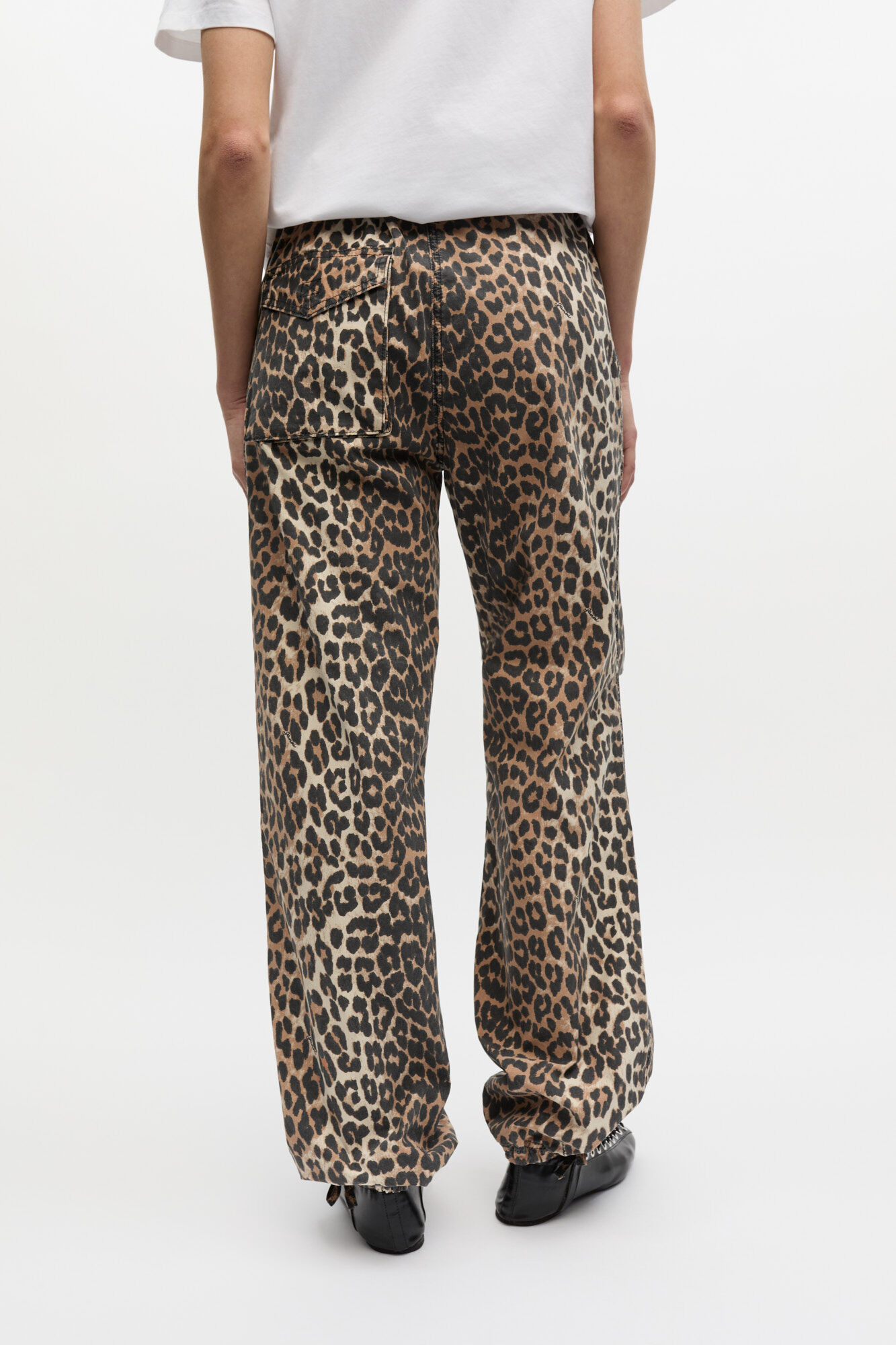 LEOPARD WASHED COTTON CANVAS DRAWSTRING TROUSERS - 4