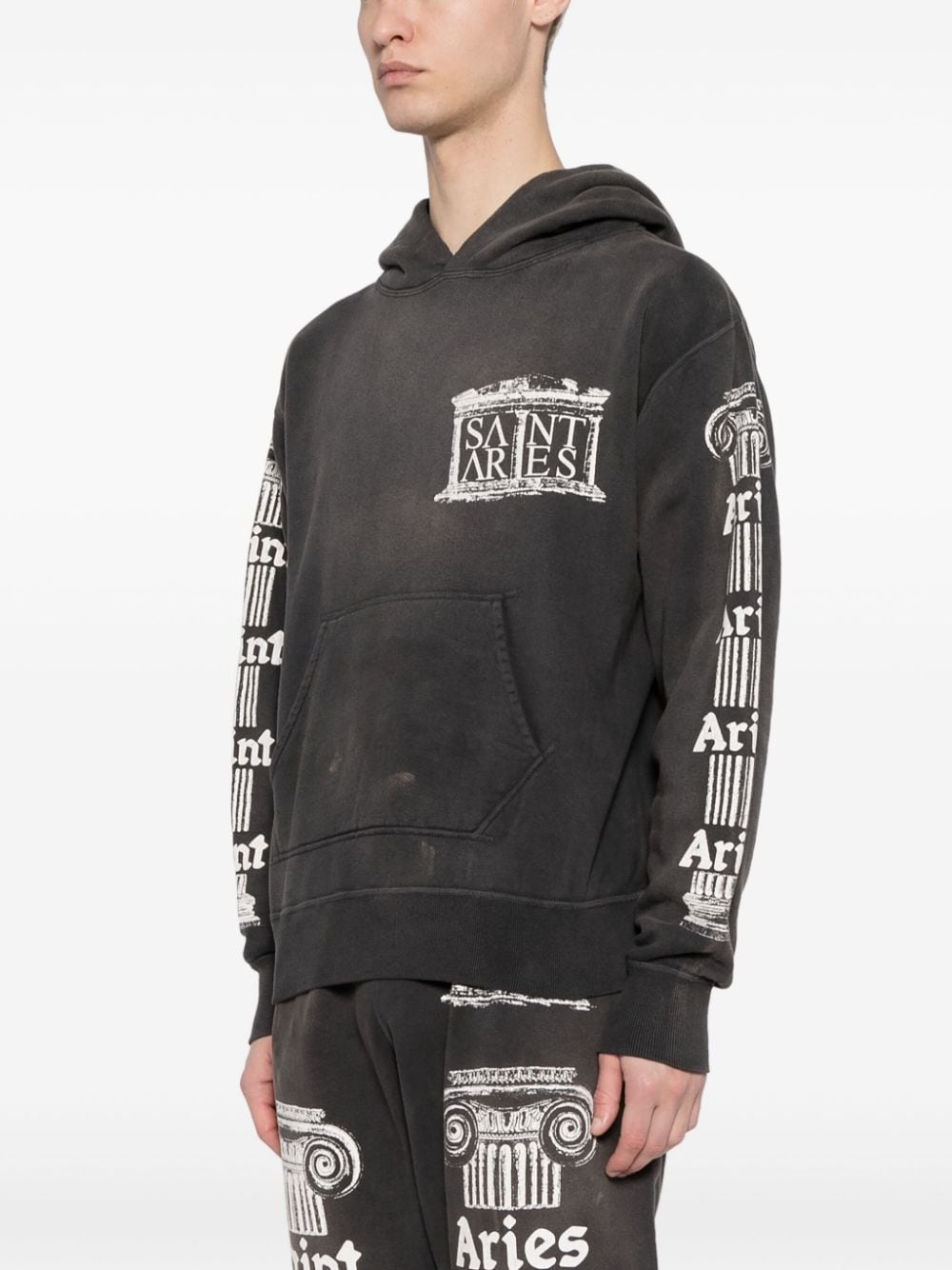 logo-print cotton hoodie - 3