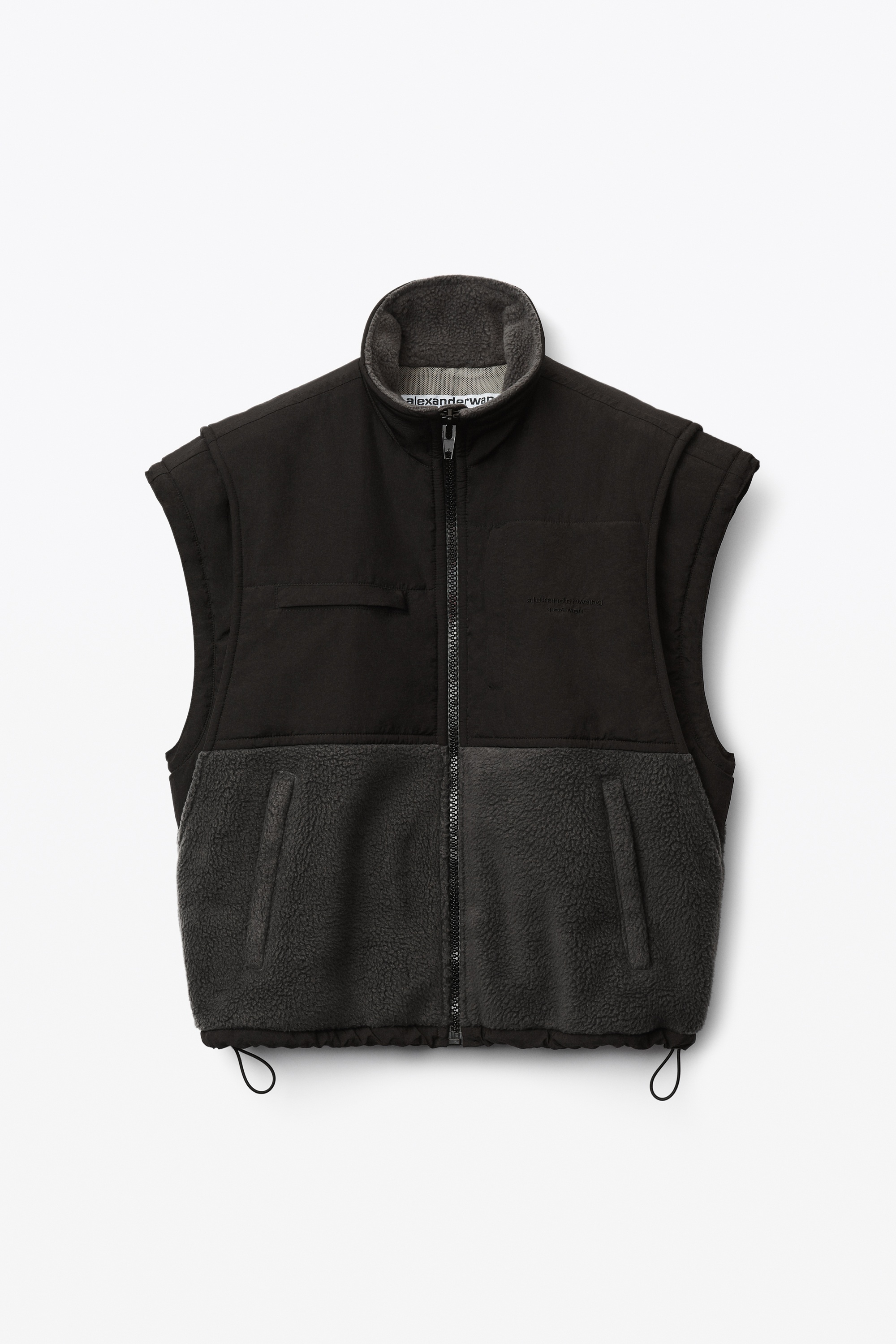 NYLON COMBO VEST IN PLUSH DOUBLE FLEECE - 1