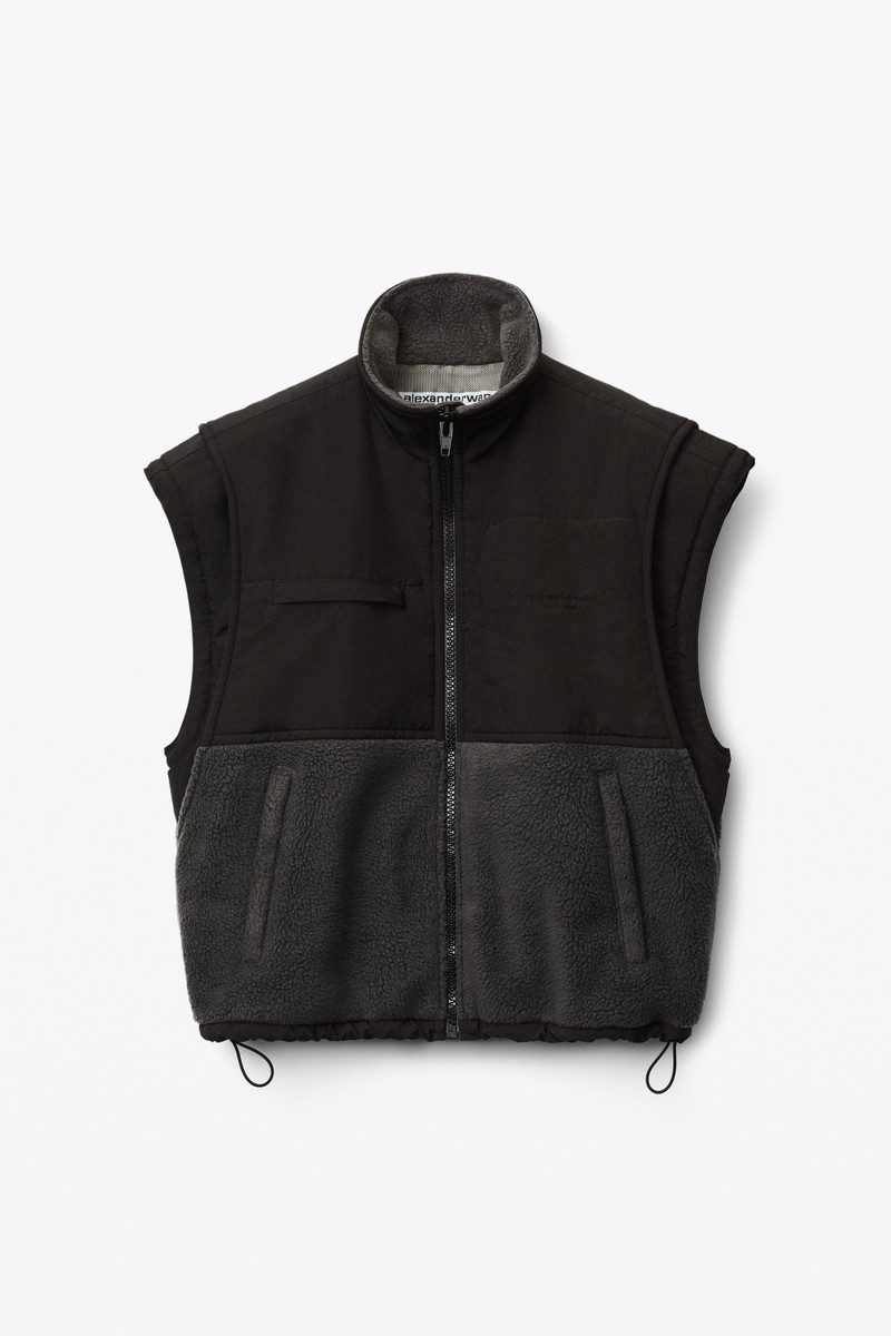 NYLON COMBO VEST IN PLUSH DOUBLE FLEECE 1