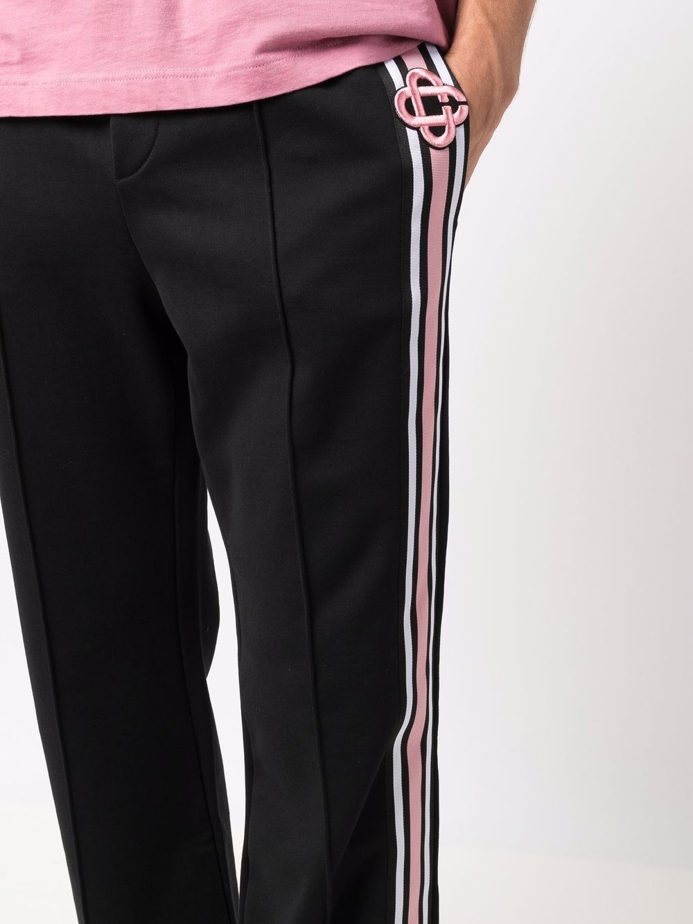 embroidered-logo striped joggers - 5