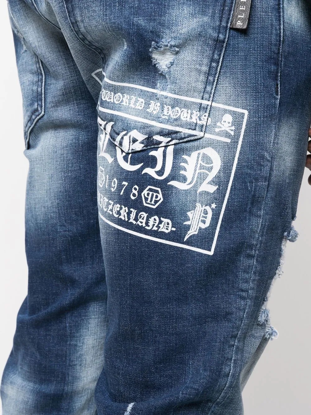 logo-print distressed jeans - 5