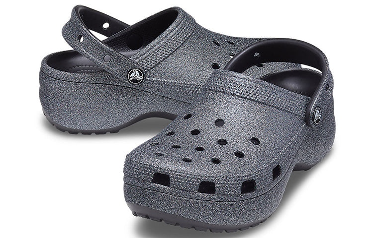 (WMNS) Crocs Classic Platform Glitter II Clog 'Black' 207770-001 - 7