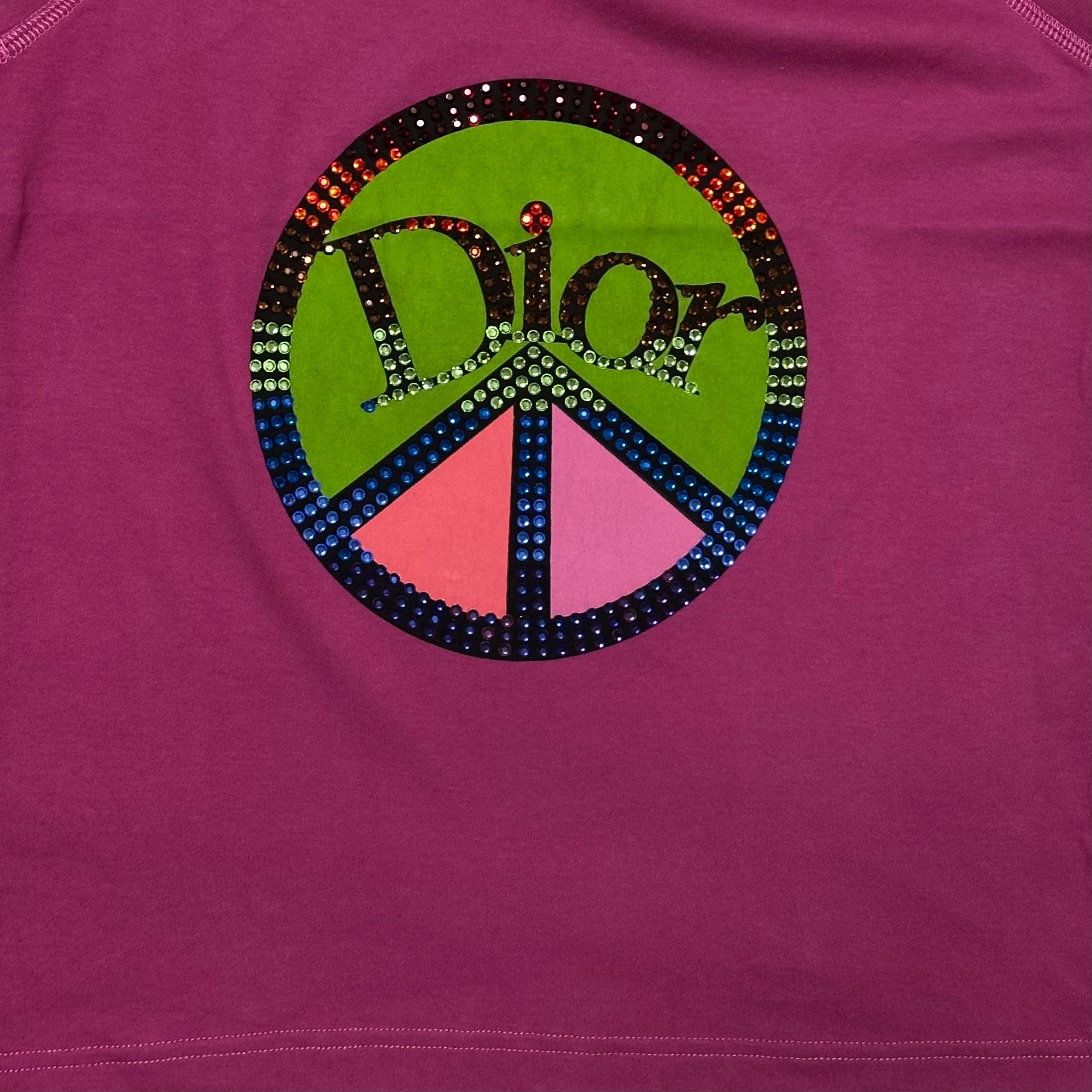 CHRISTIAN DIOR Spring Summer 2005 Peace and Love Sign Swarovski Dior Logo Tank Top - 3
