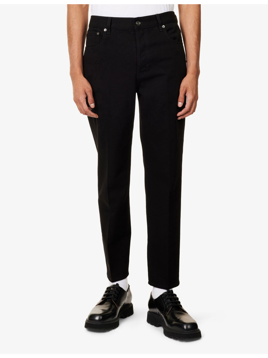 Horsebit-Chain Slim-leg Cotton Denim Jeans - 3