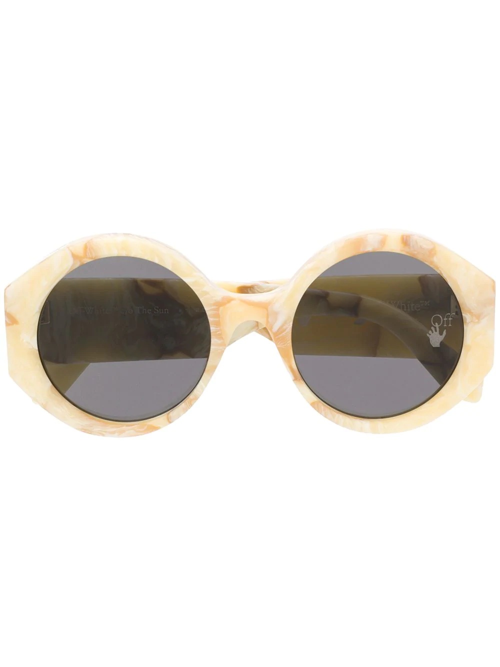 marbled-effect round-frame sunglasses - 1