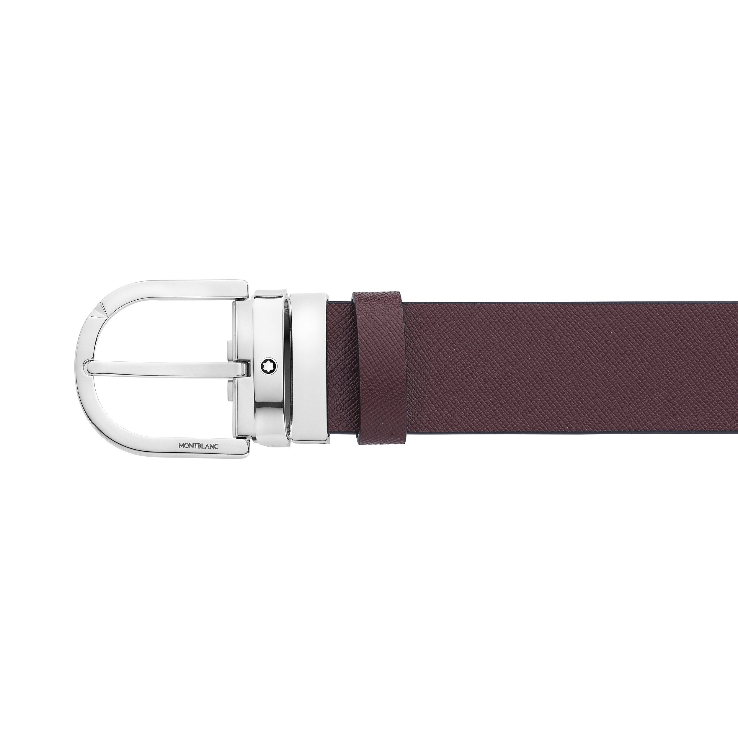 Horseshoe buckle printed black/mosto 35 mm reversible leather belt - 4