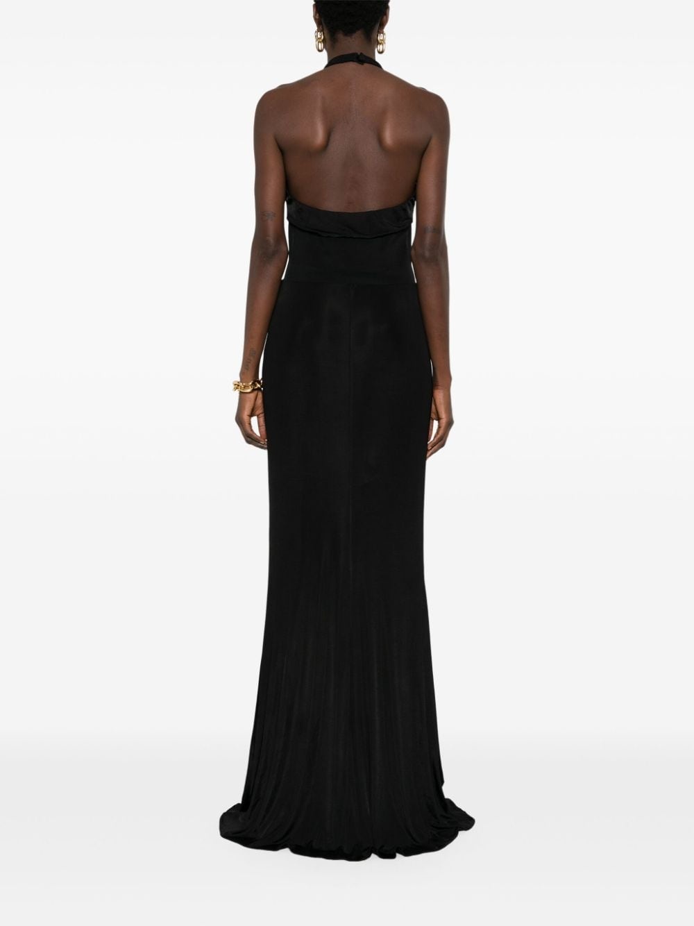 halterneck sheer maxi dress - 4