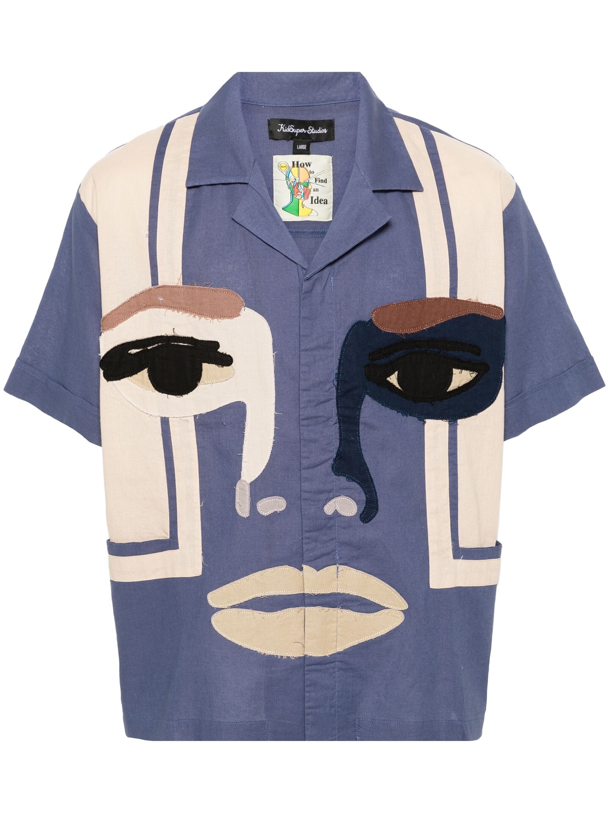 face-patch motif shirt - 1