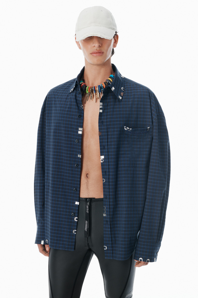 Navy Plaid Poplin Top 3