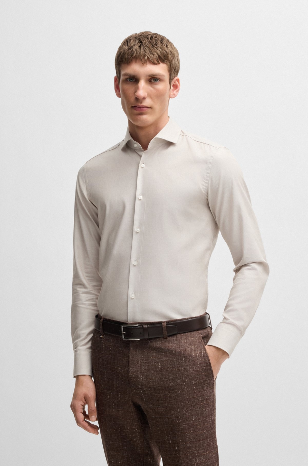 SLIM-FIT SHIRT IN A STRUCTURED COTTON BLEND - 2