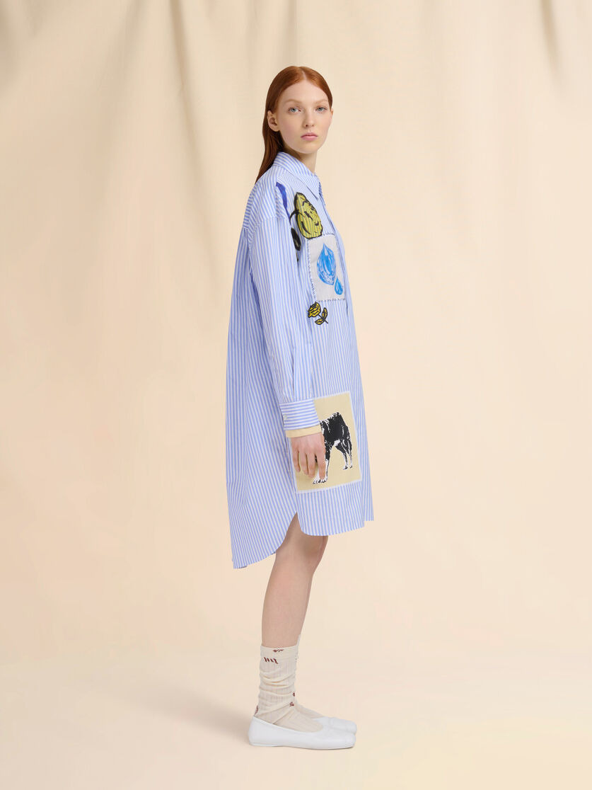 LIGHT BLUE STRIPED POPLIN SHIRT DRESS - 6