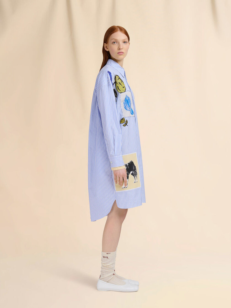 LIGHT BLUE STRIPED POPLIN SHIRT DRESS 6