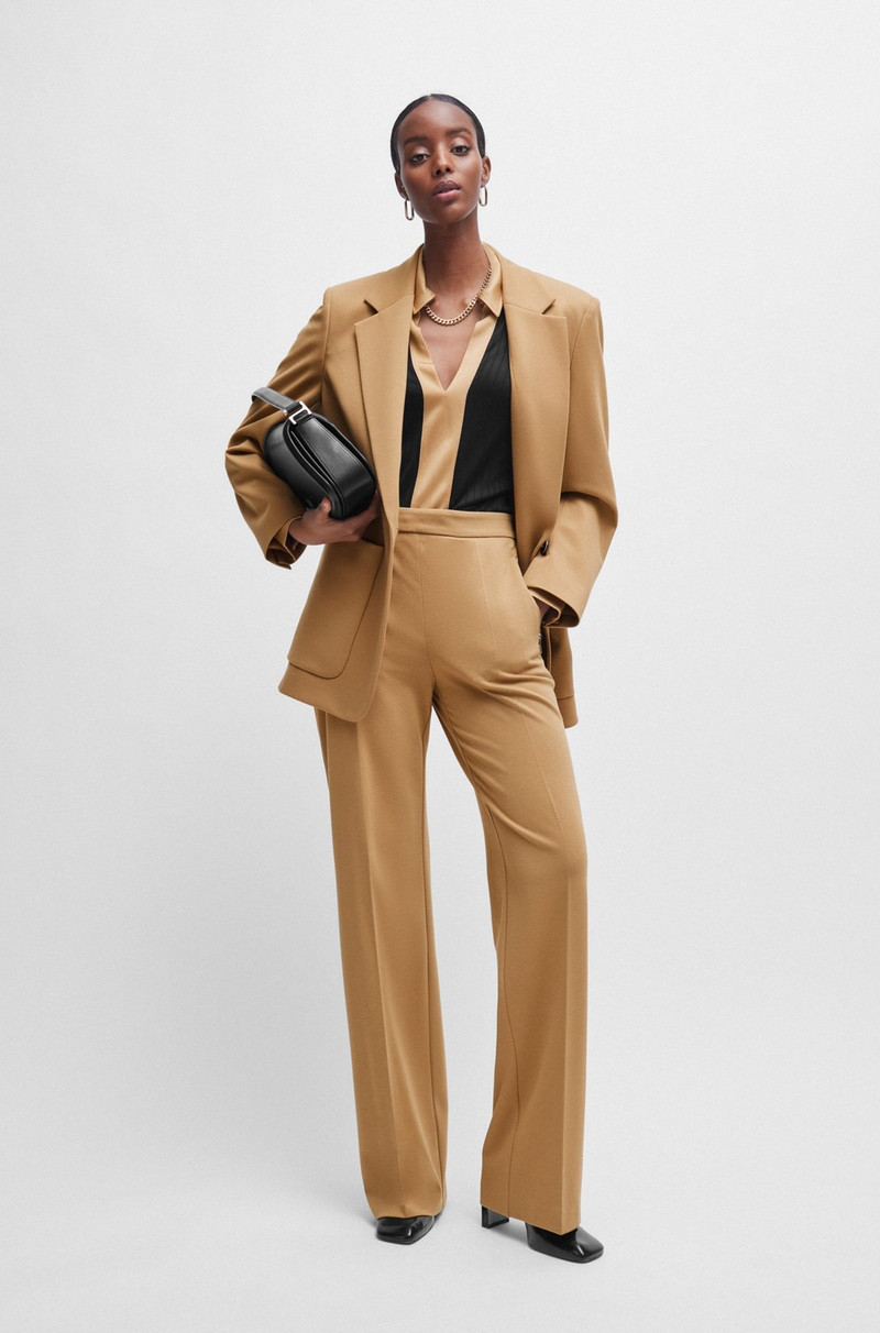 BOSS RIBBED LONG-SLEEVED BLOUSE WITH JOHNNY COLLAR outlook