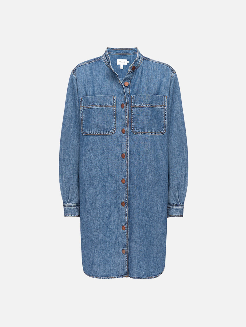 Double Pocket Shirt Dress in Boy Blue - 1