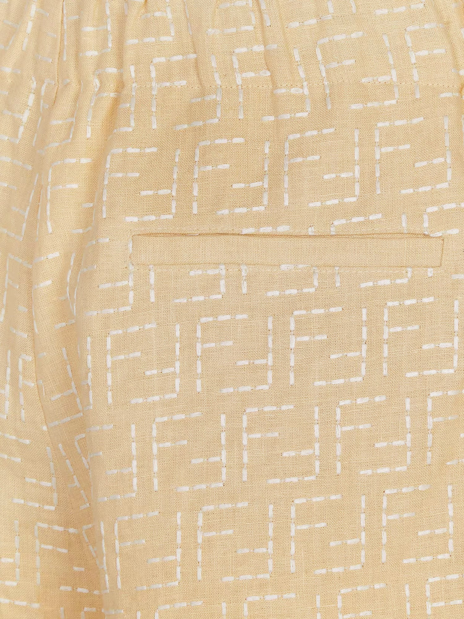 Jacquard Linen And Cotton Bermuda Shorts With All-Over Ff Motif - 3