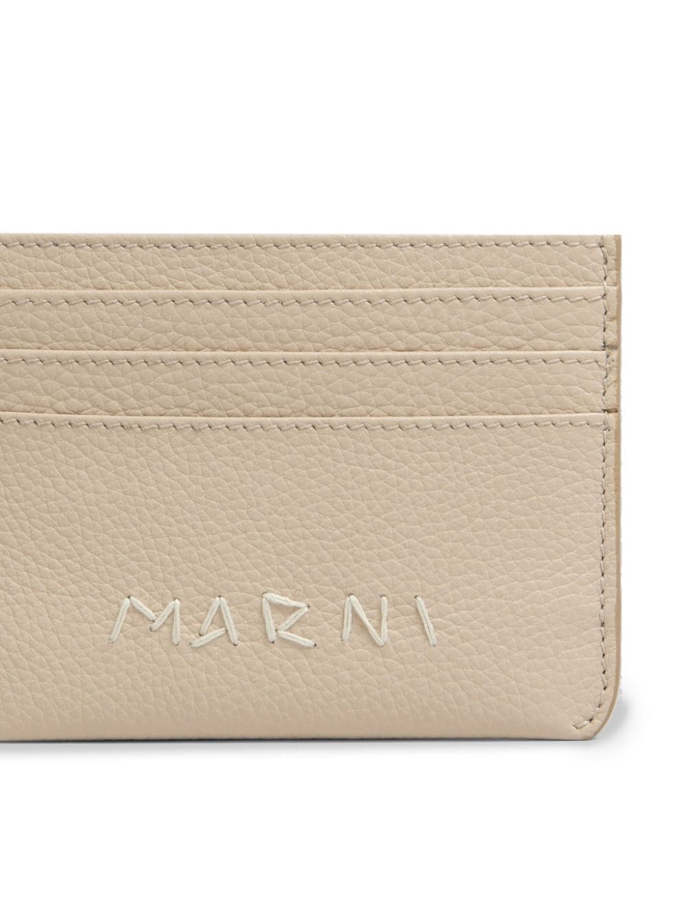 embroidered logo leather card holder - 4
