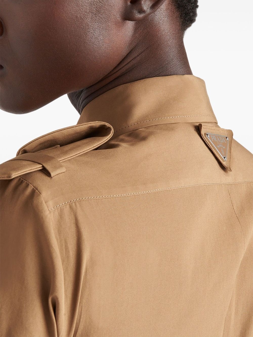 triangle-logo cotton shirtdress - 5