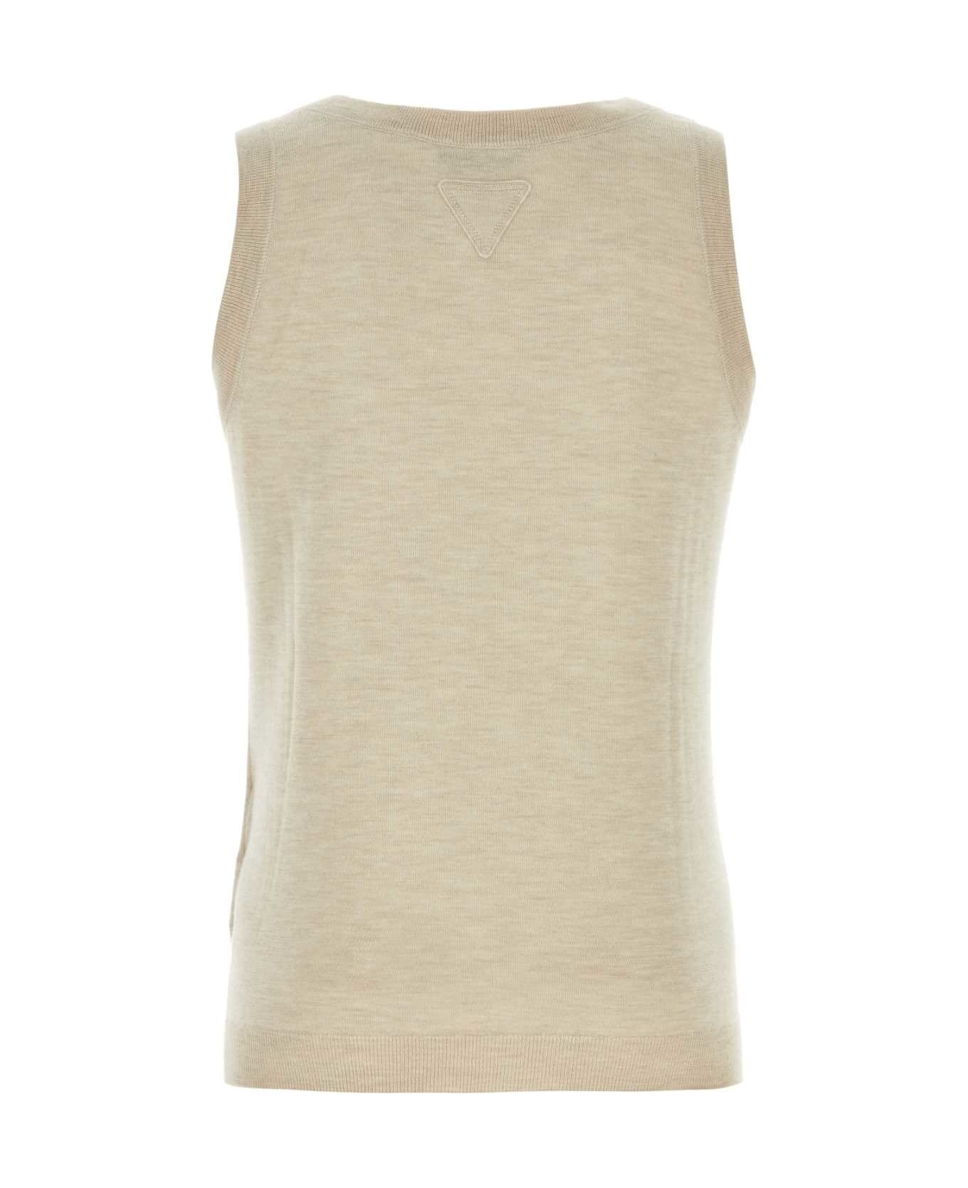 Melange Sand Cashmere Tank Top - 2