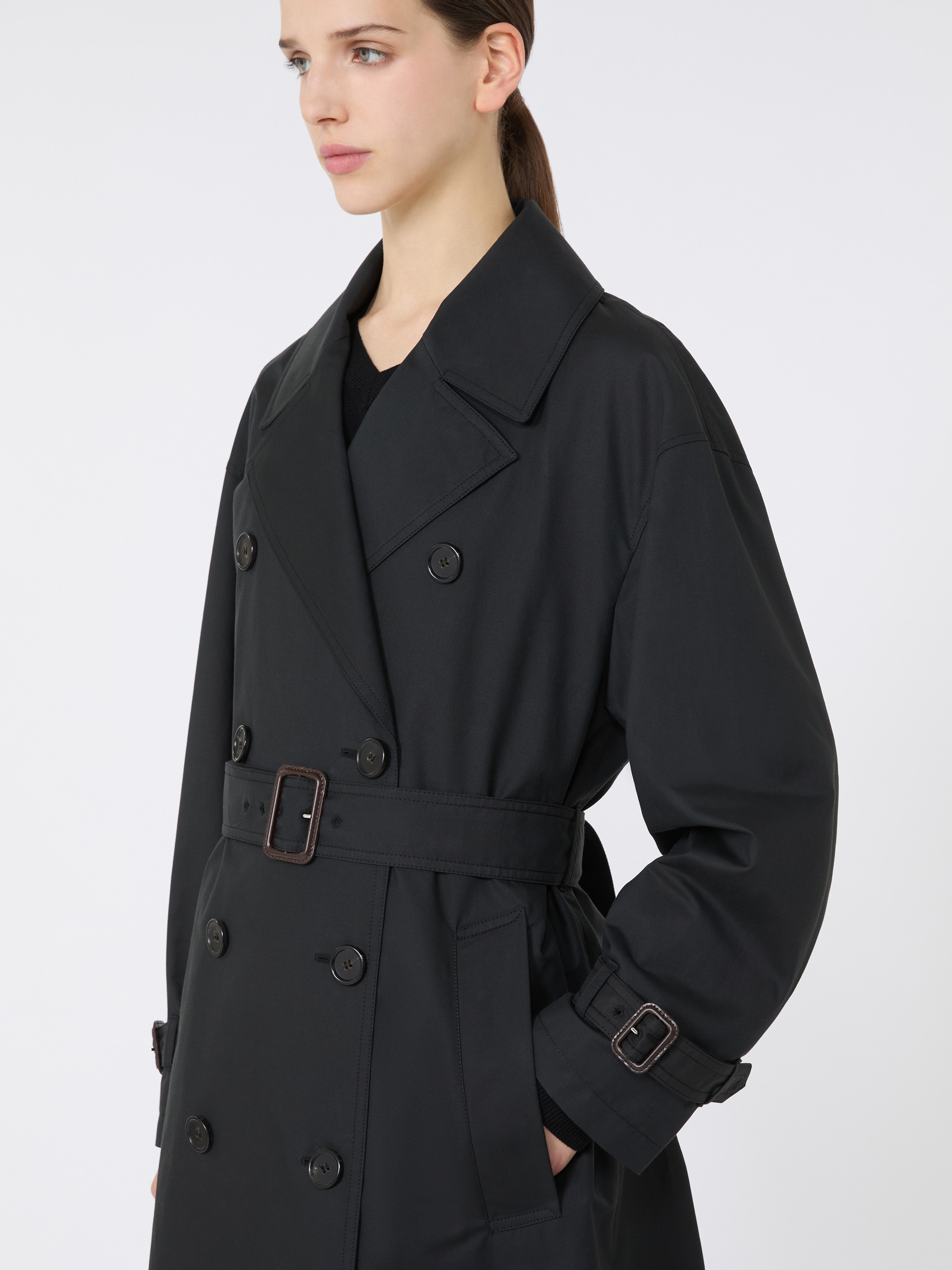 FIORITO Long water-repellent cotton twill trench coat - 5