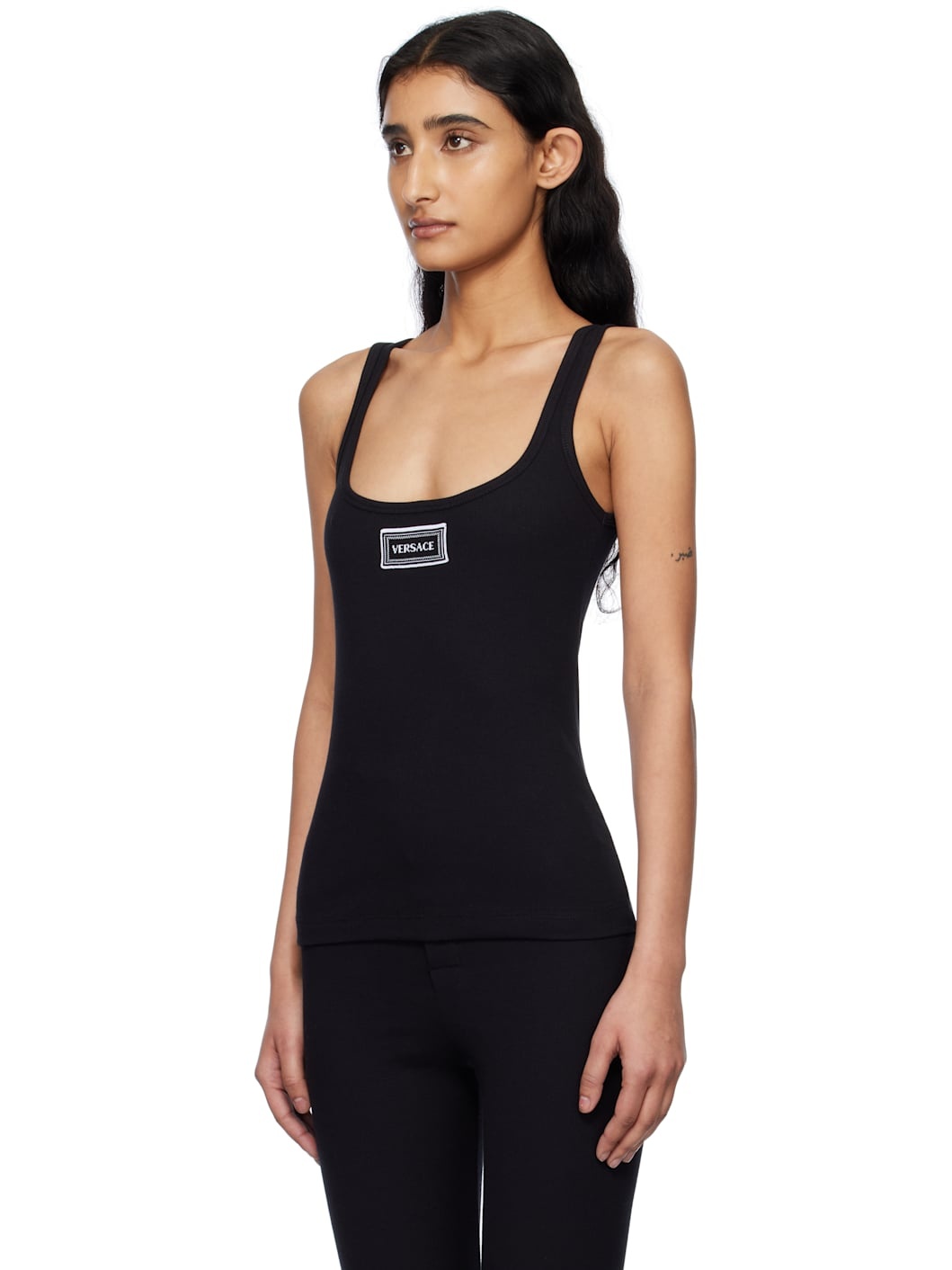 Black 90s Vintage Logo Ribbed Tank Top - 4