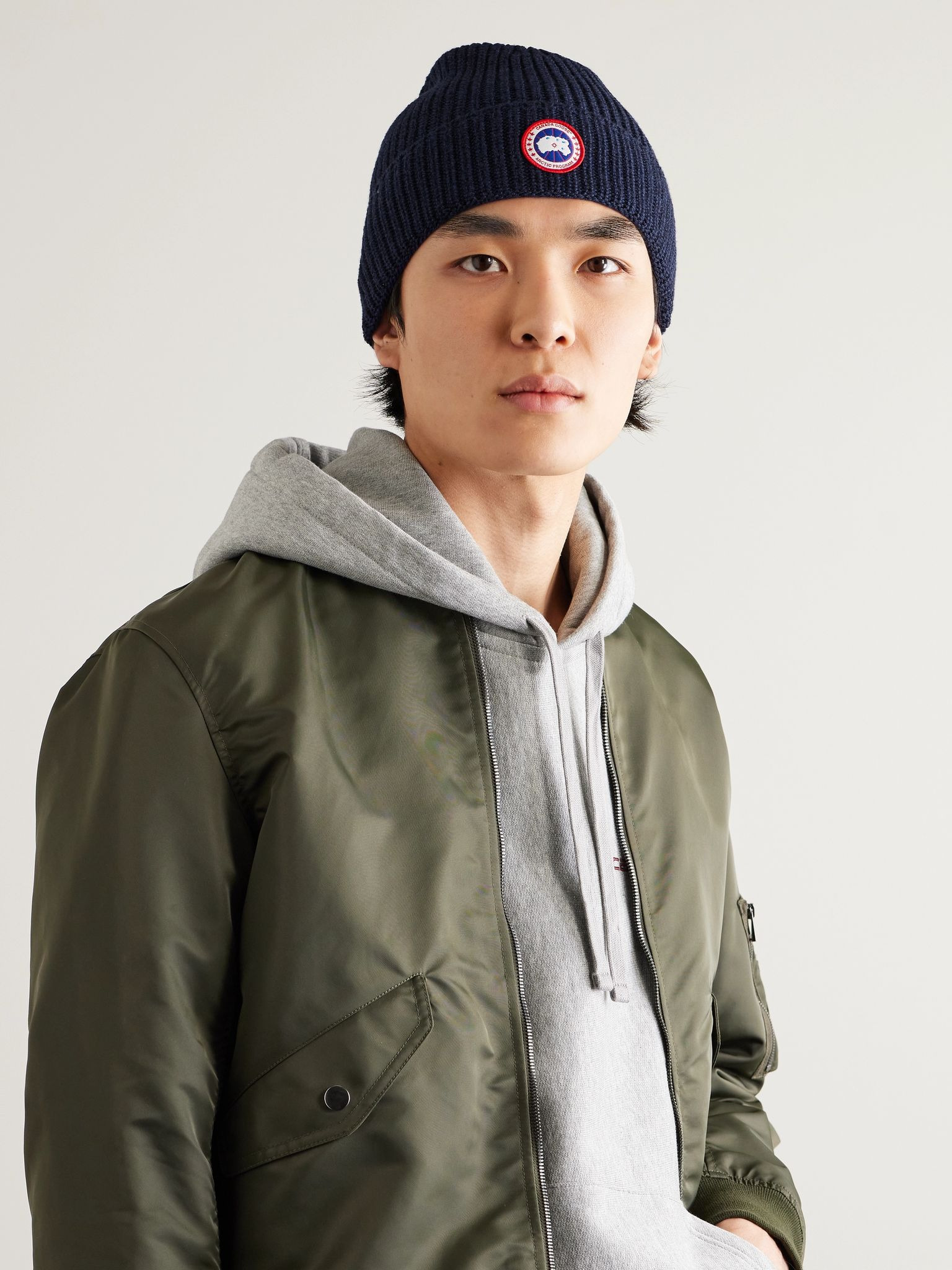 Logo-Appliquéd Ribbed Wool Beanie Navy - 2