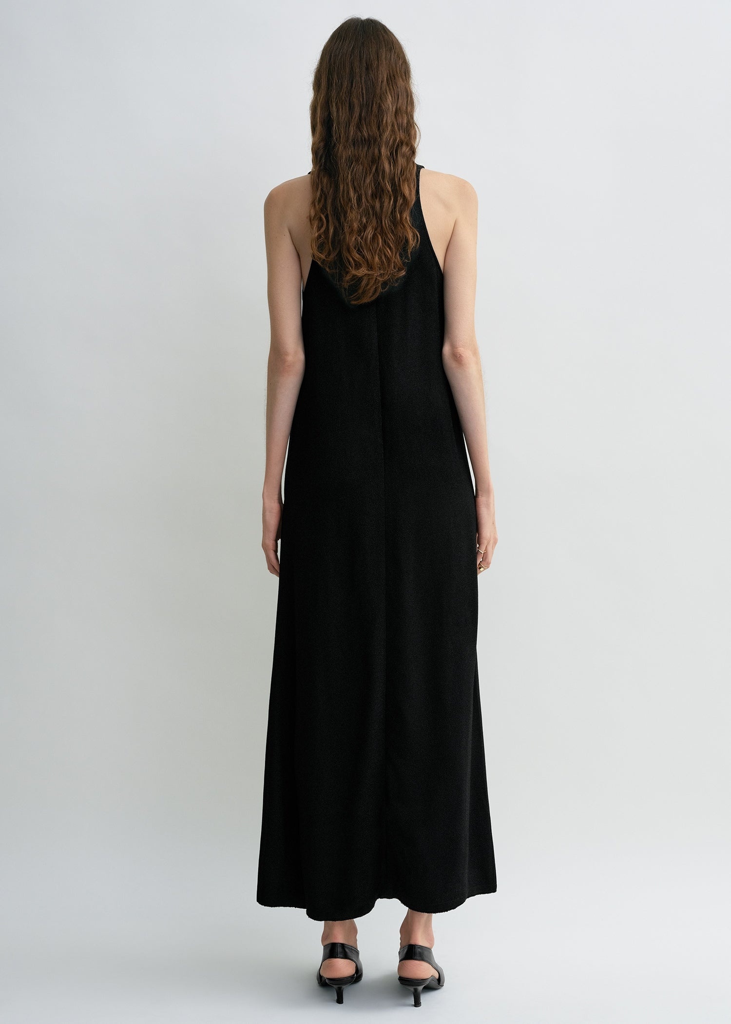 Scoop-neck sablé dress black - 4