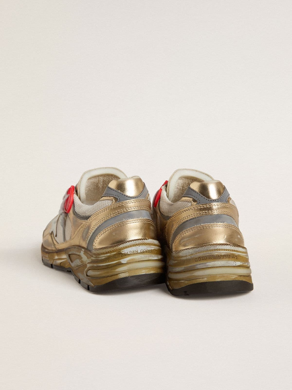 Women's Dad-Star in mesh and gold foiled leather with white leather star - 4