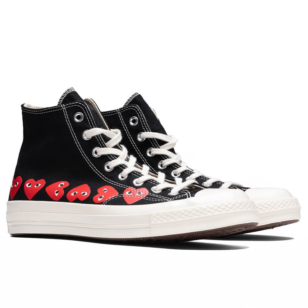 CONVERSE X COMME DES GARCONS PLAY ALL STAR CHUCK '70 HI MULTI HEART - BLACK/RED - 2