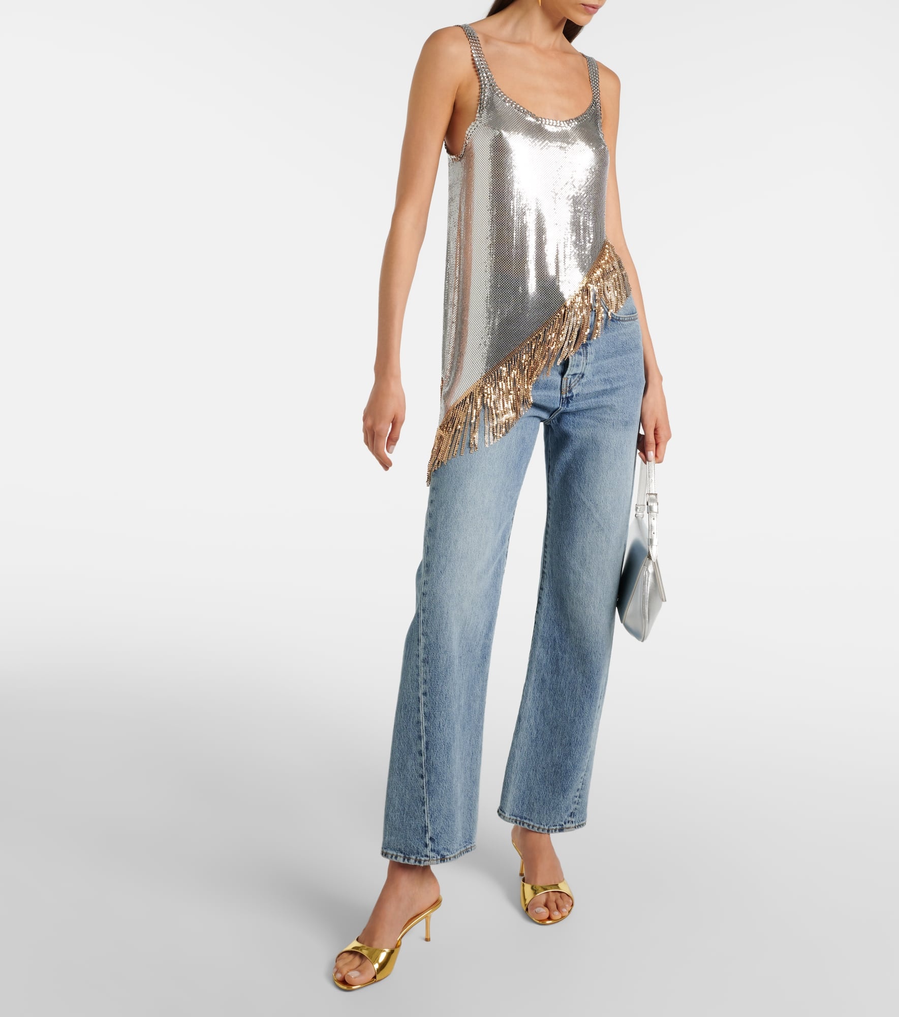 Jeanne 60 metallic leather mules - 2