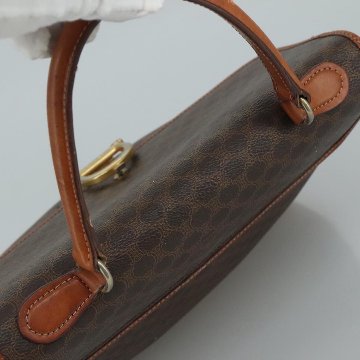 CELINE Macadam Canvas Hand Bag Pvc Leather Brown - 6