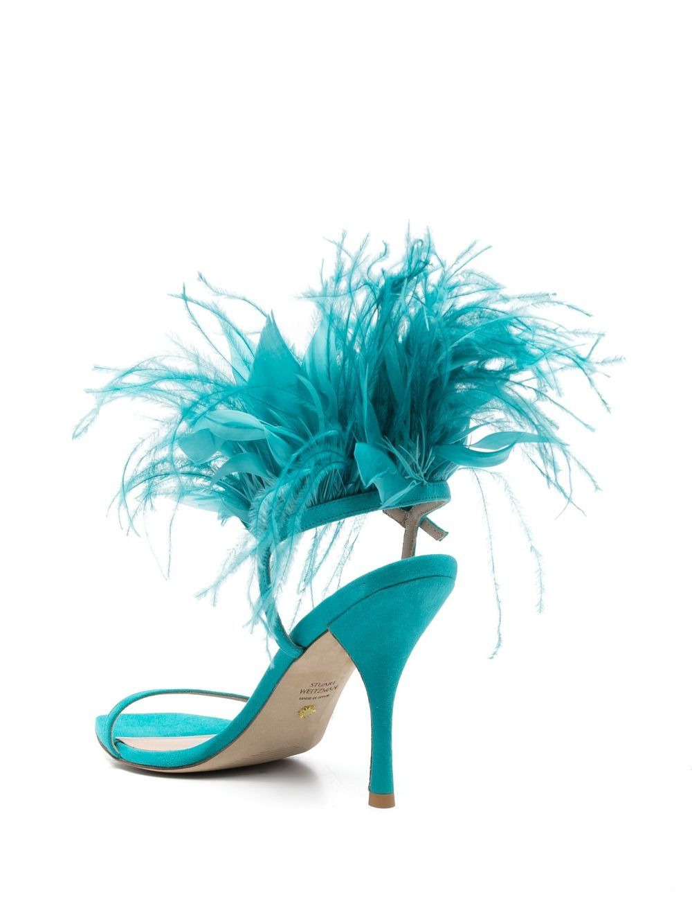 feather-detail open-toe 115mm sandals - 3