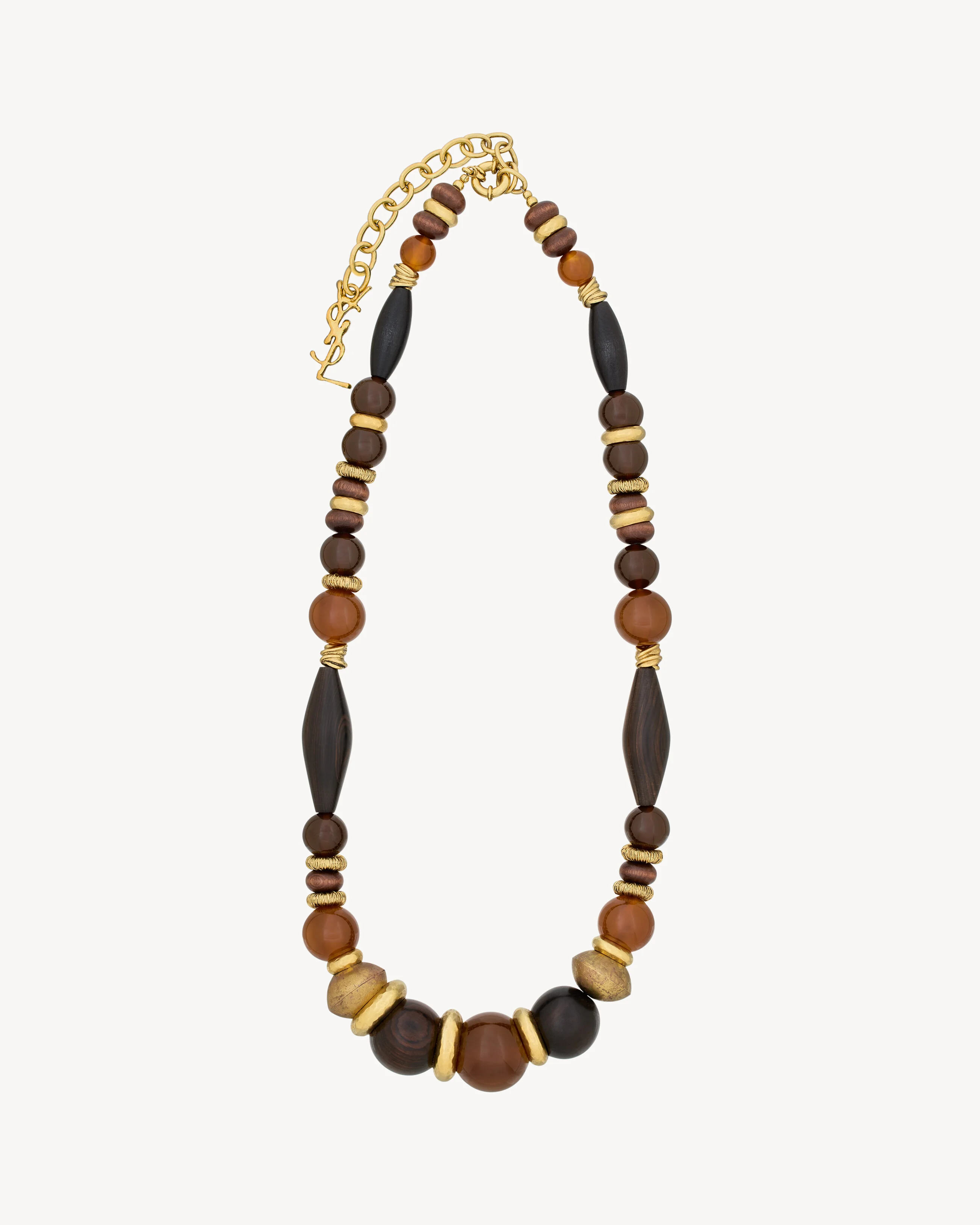 OVERSIZED NECKLACE IN GLASS, WOOD, RESIN, AND METAL - 1