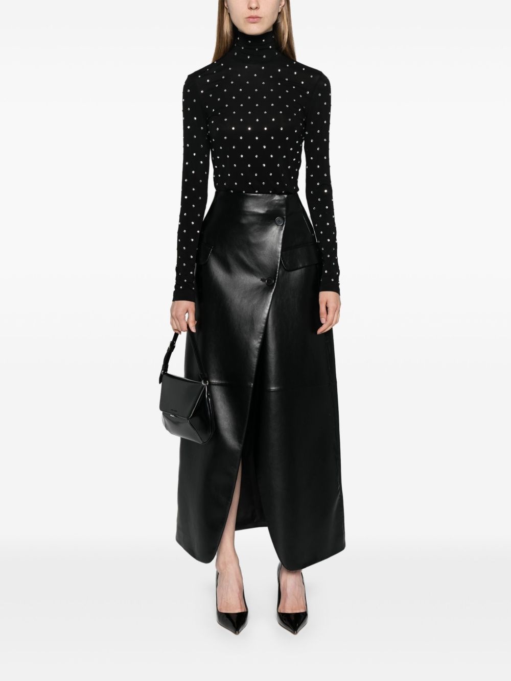 gem-embellished high-neck top - 2