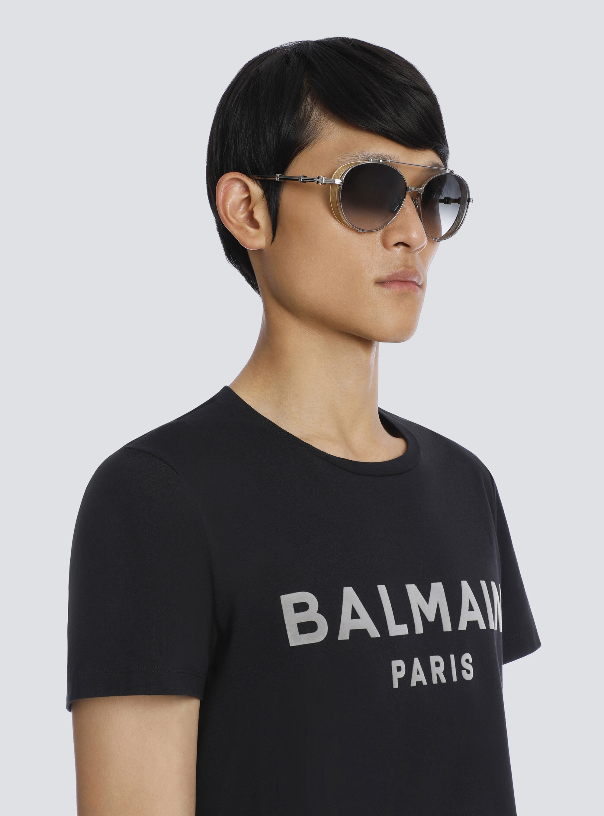 Black and gold-tone titanium Brigade-II sunglasses - 5