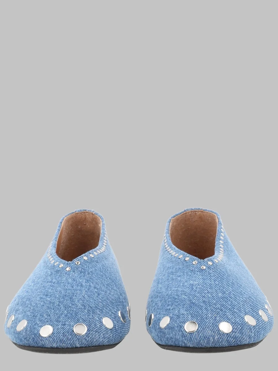Ganni Organic Cotton Denim Flats for Women - 1