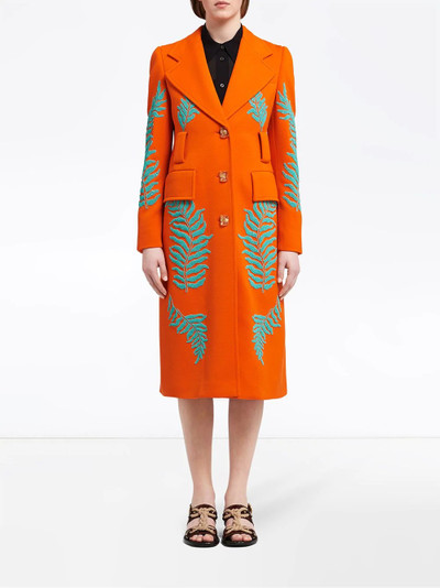 Prada Fern motif beaded long coat outlook