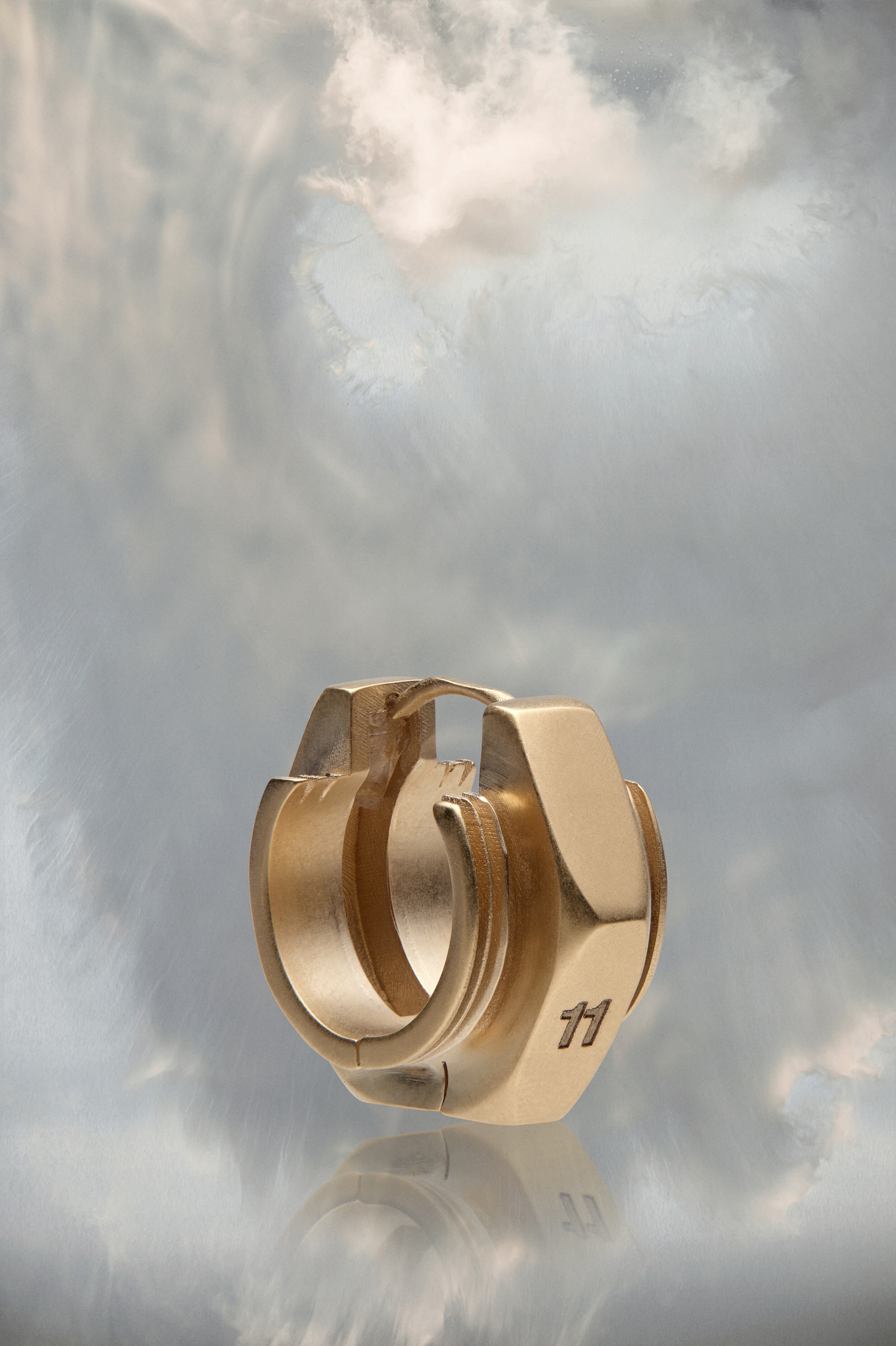 Bolt and nut ridged earring - 2