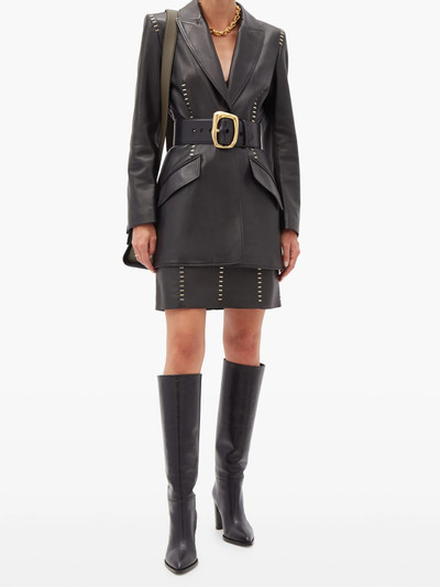 Alexander McQueen Staple-stitched leather mini dress outlook