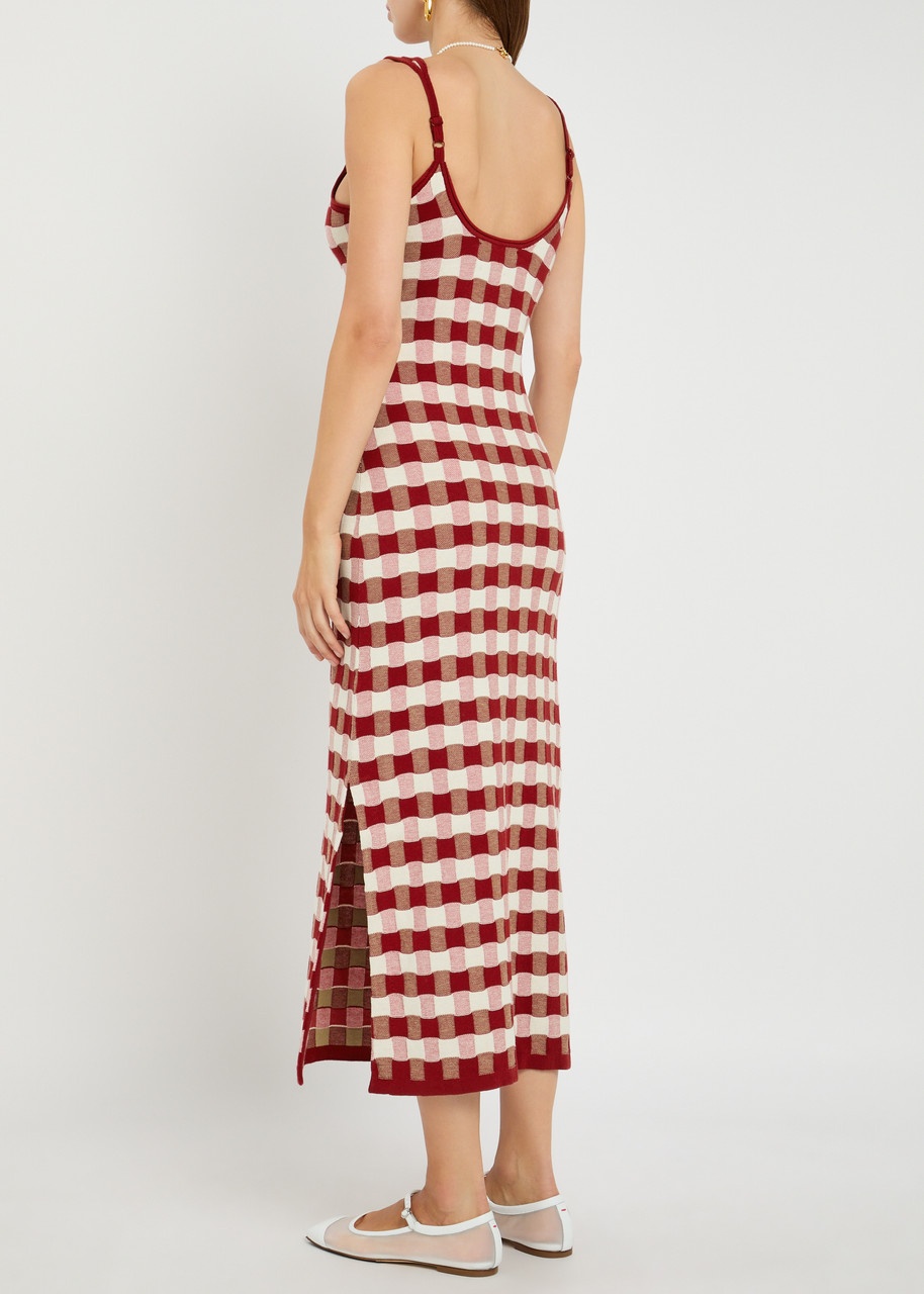 House OF Sunny Picnic Hockney Checked Cotton-knit Midi Dress - 3