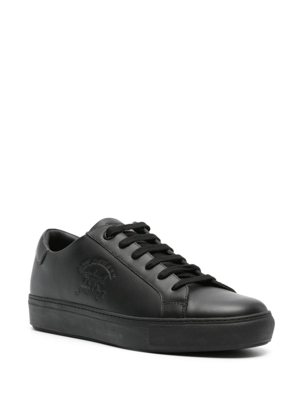 logo-debossed panelled leather sneakers - 2