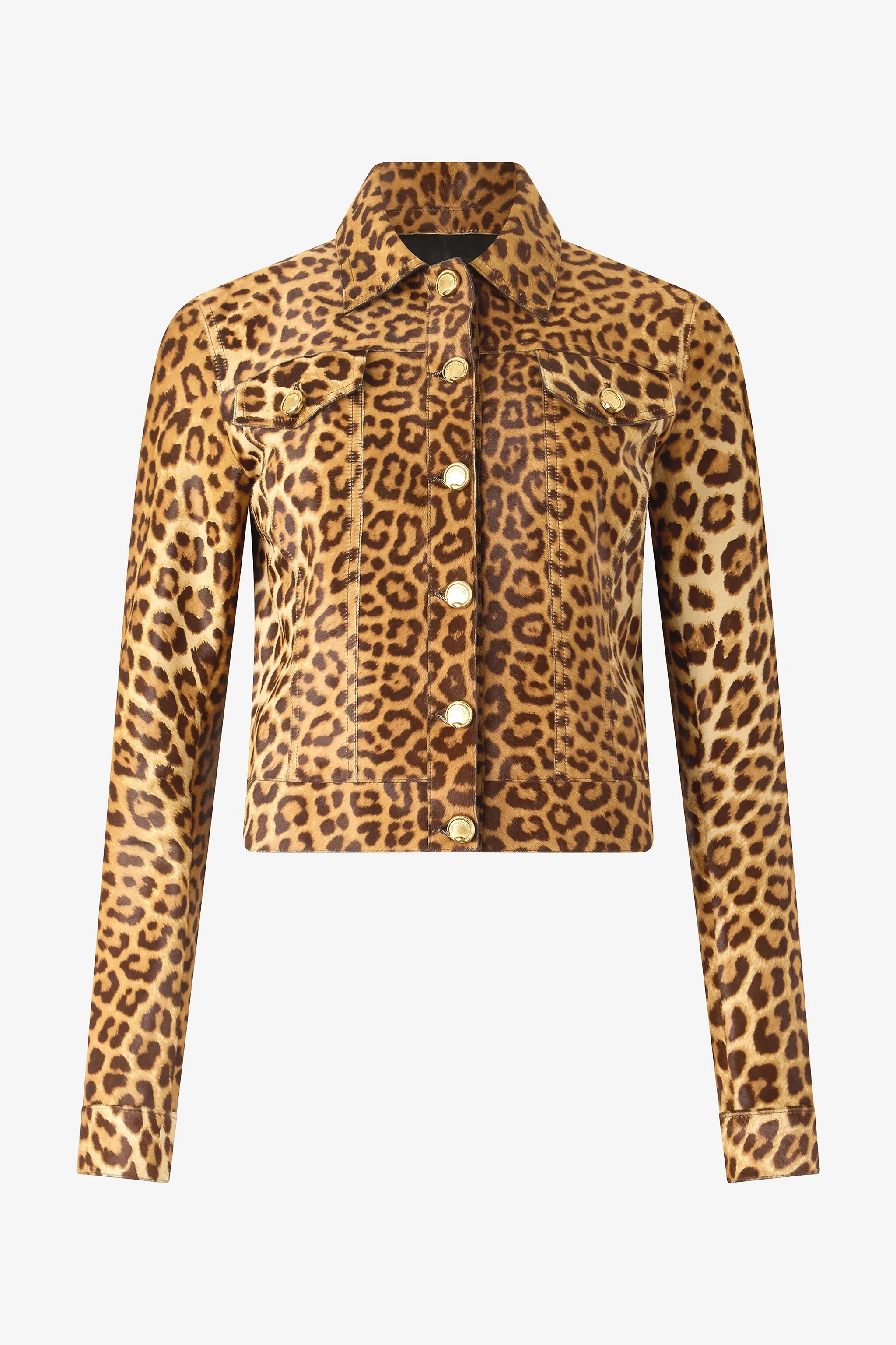 Leather Jacket With Leopard Skin Print - 1
