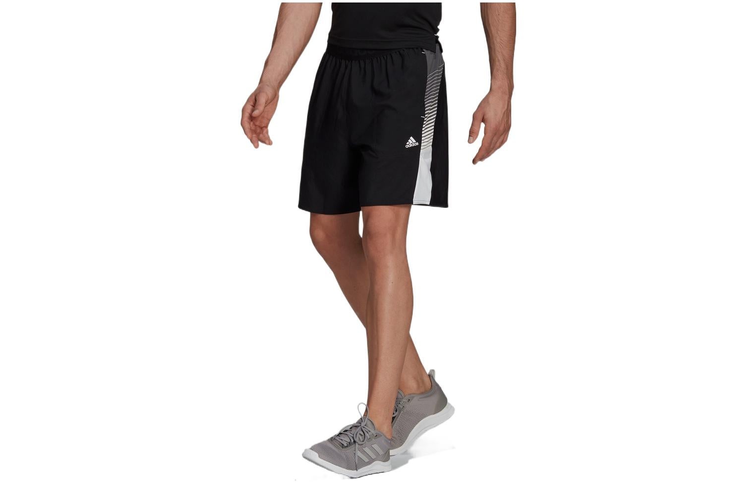 adidas Logo Printing Splicing Sports Gym Shorts Black GM2098 - 3